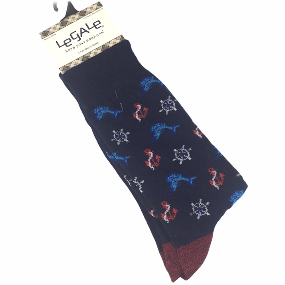 LeGale Nautical Crew Socks, Red & Blue